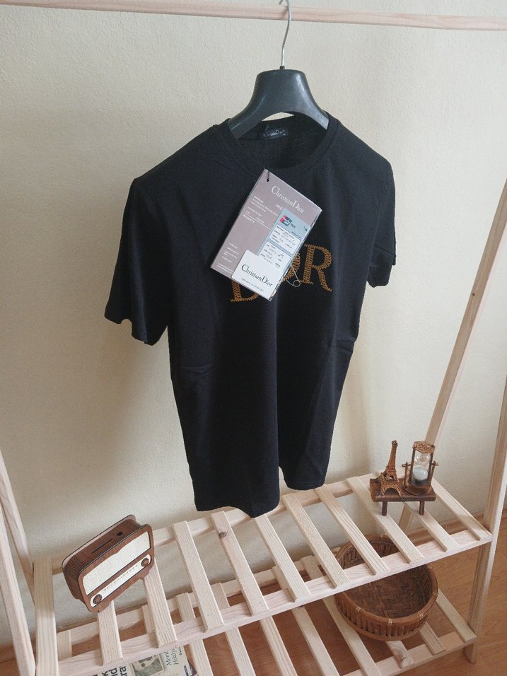 Siyah DIOR Nakışli Premium Tişört - Görsel 4