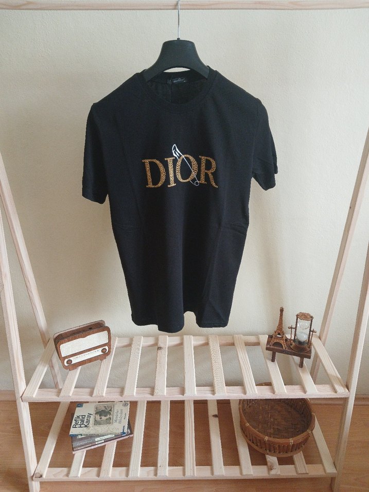 Siyah DIOR Nakışli Premium Tişört - Görsel 2