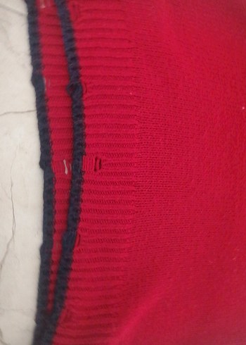 Bordo V Yaka Örgü Kadın Kazak - Görsel 3