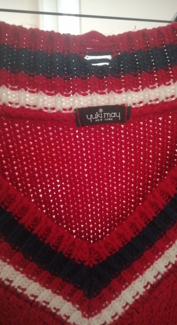 Bordo V Yaka Örgü Kadın Kazak - Görsel 2