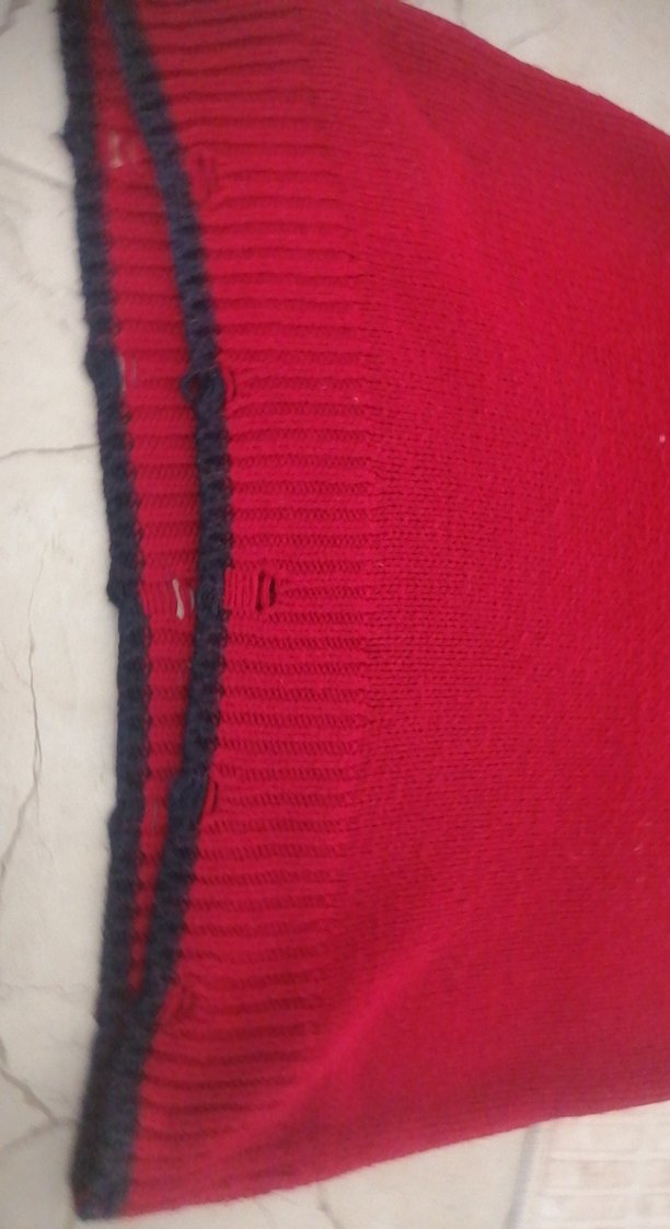 Bordo V Yaka Örgü Kadın Kazak - Görsel 3