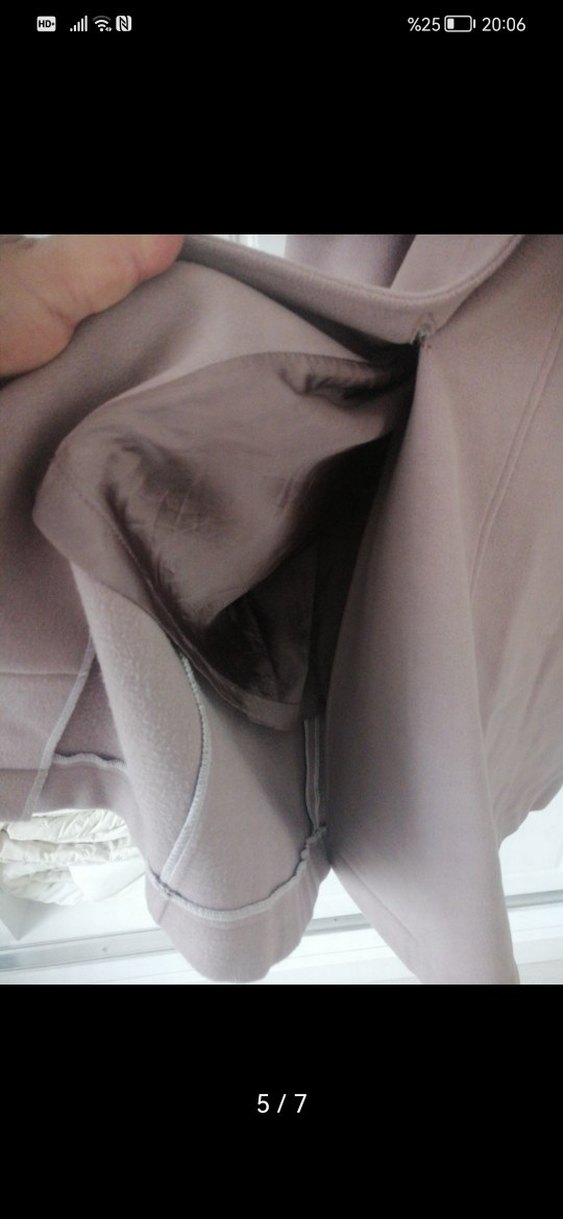 Bej Uzun Düğmeli Kadın Kaban - Görsel 5