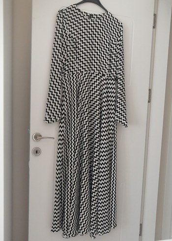 Zebra Desenli Uzun Pilili Kadın Elbise