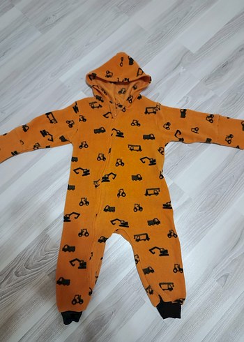 Kapüşonlu Renkli Baskılı Erkek Bebek Tulum