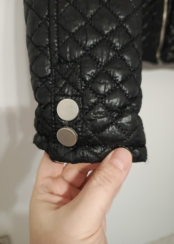 Kadın Siyah Deri Biker Ceket - Görsel 2