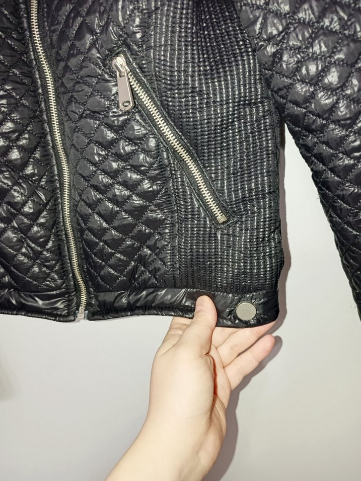 Kadın Siyah Deri Biker Ceket - Görsel 5