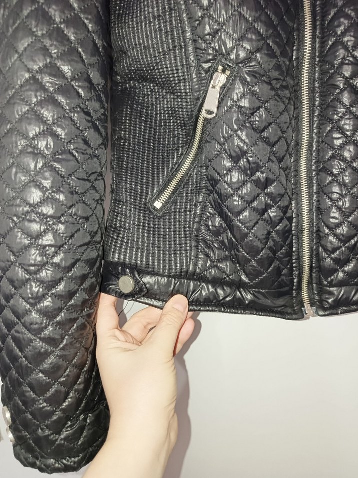 Kadın Siyah Deri Biker Ceket - Görsel 4