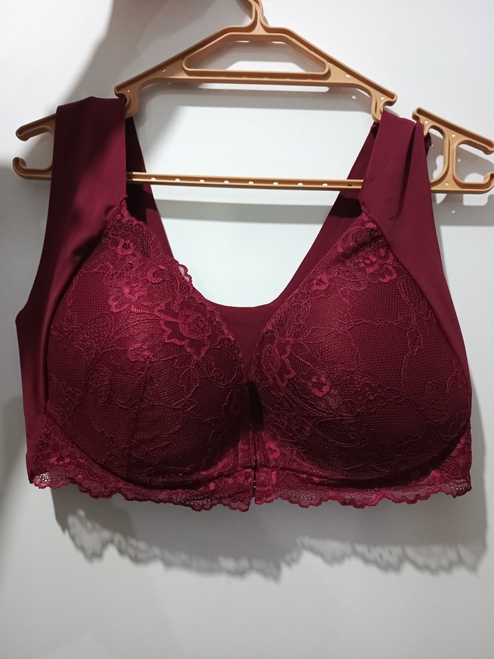 Bordo Dantelli Bohem Midi Sütyen - Görsel 2