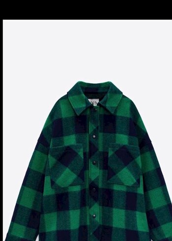 ZARA 36 beden kadın Yeşil Kareli Düğmeli Mont