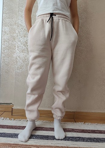 Zara İci Yunlu Krem Jogger Esofman Alti