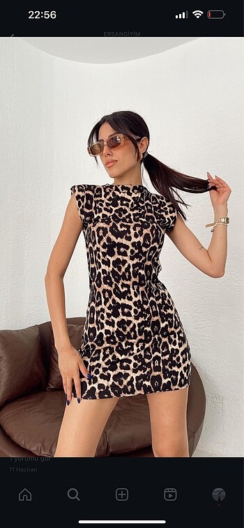 Vatkalı leopar elbise