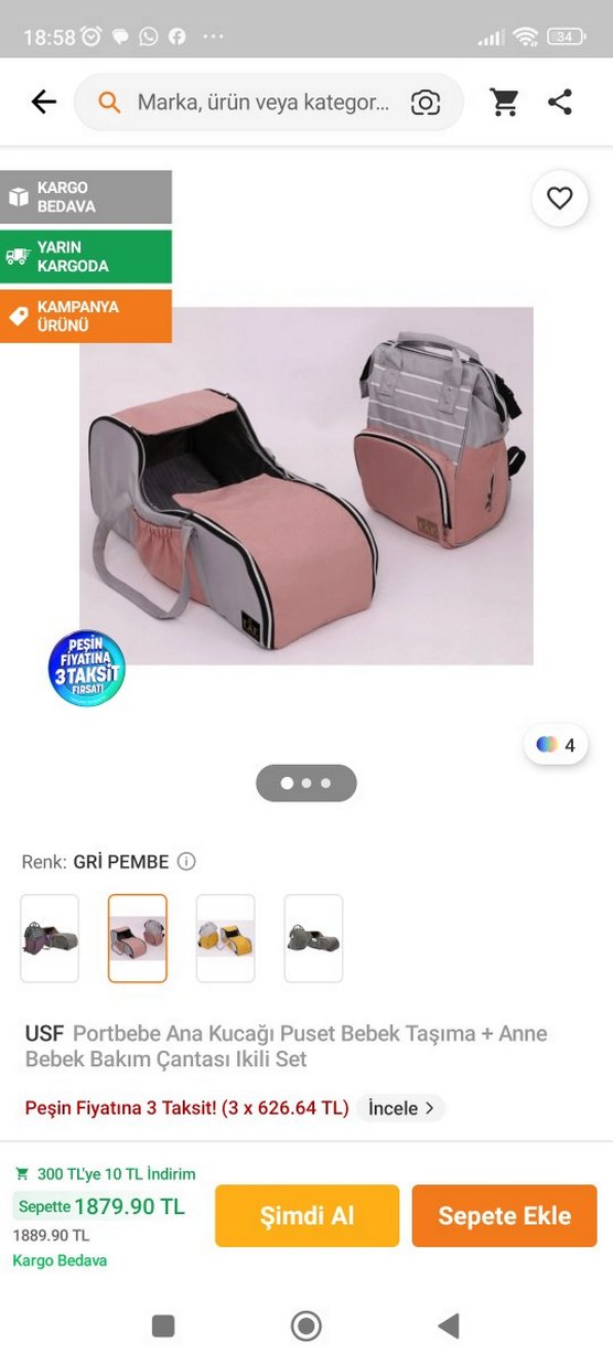 siyah&bej Renkli Bebek Taşıma Puseti,ana kucağı - Görsel 2