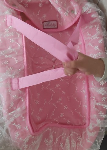 Pembe Desenli hastane çıkışı bebek taşıma puseti ve Çantaı Seti - Görsel 5