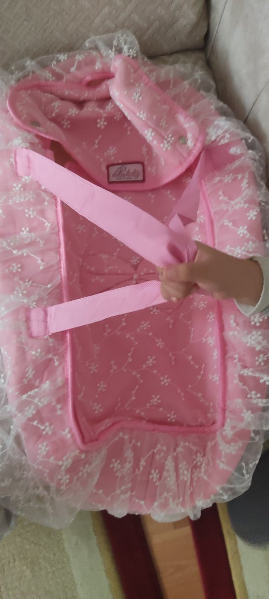 Pembe Desenli hastane çıkışı bebek taşıma puseti ve Çantaı Seti - Görsel 5