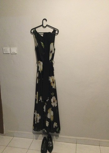 Siyah Askısız Uzun Bohem Elbise - Görsel 2