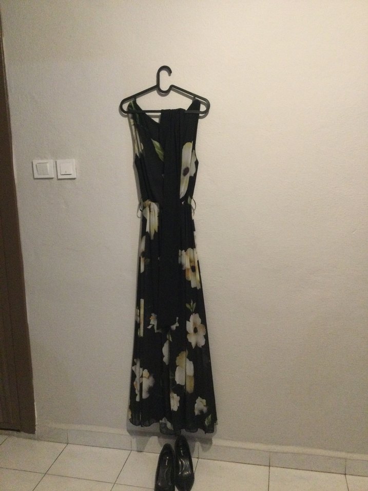 Siyah Askısız Uzun Bohem Elbise - Görsel 3