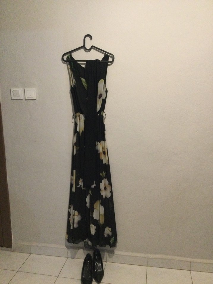 Siyah Askısız Uzun Bohem Elbise - Görsel 2