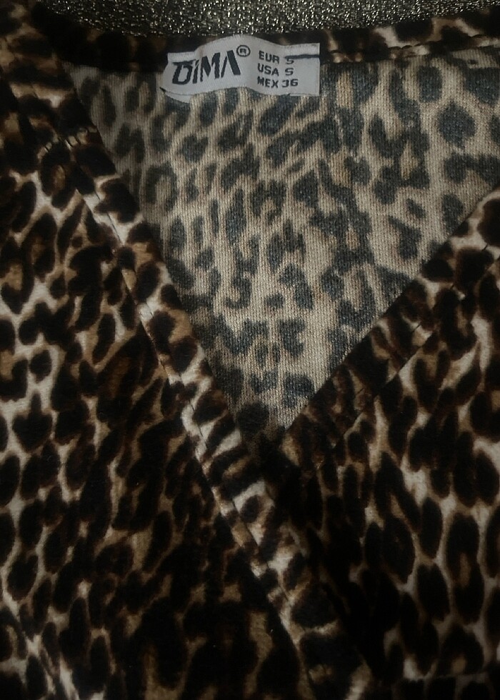 Kruvaze bluz leopar - Görsel 4