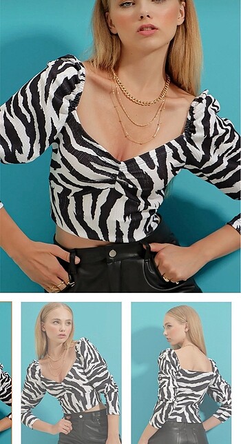 Alaçatı Zebra büzgülü bluz - Görsel 4