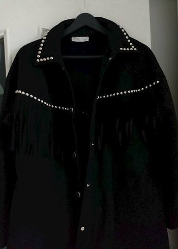 Siyah Püsküllü Süet Kadın Ceket - Görsel 5