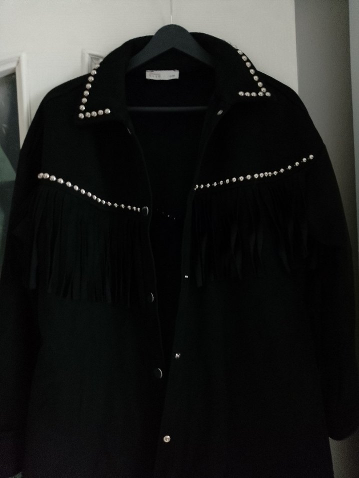 Siyah Püsküllü Süet Kadın Ceket - Görsel 5