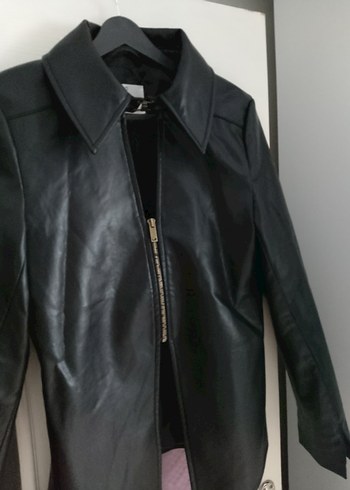 Kadın Siyah Deri Fermuarlı Ceket - Görsel 2