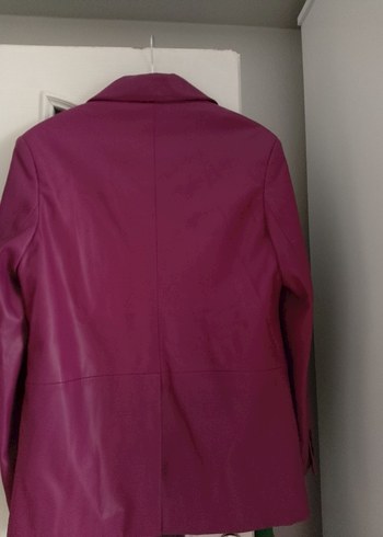 Mor Deri Kadın Midi Ceket - Görsel 4