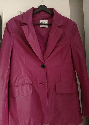 Mor Deri Kadın Midi Ceket - Görsel 3