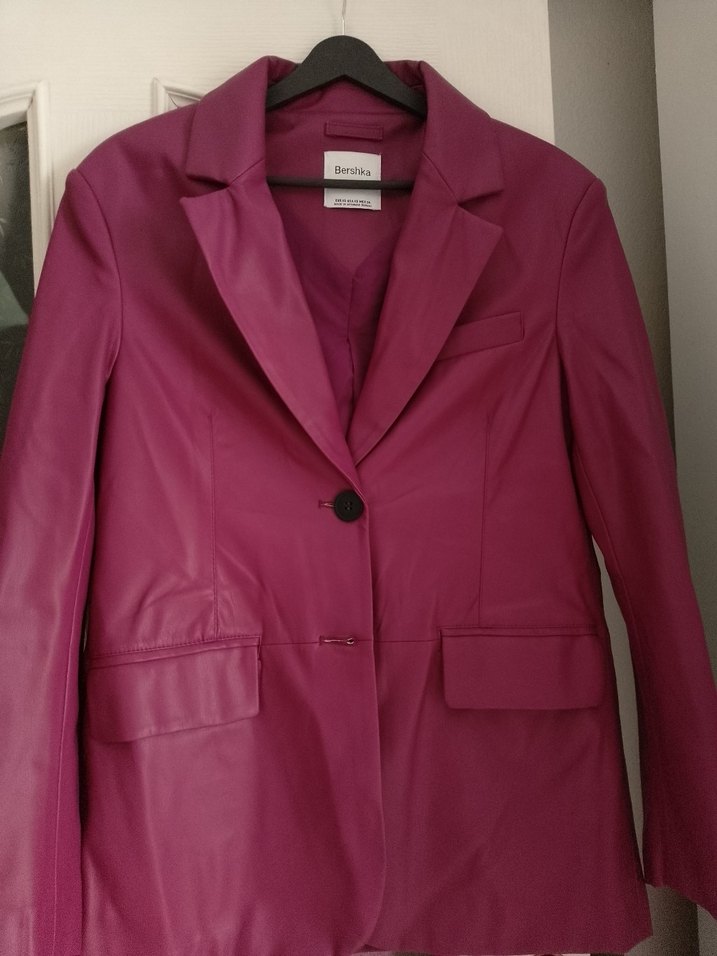 Mor Deri Kadın Midi Ceket - Görsel 3