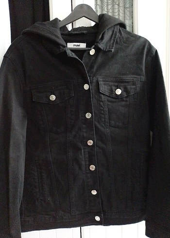 Siyah Düğmeli Kadın Denim Ceket - Görsel 2