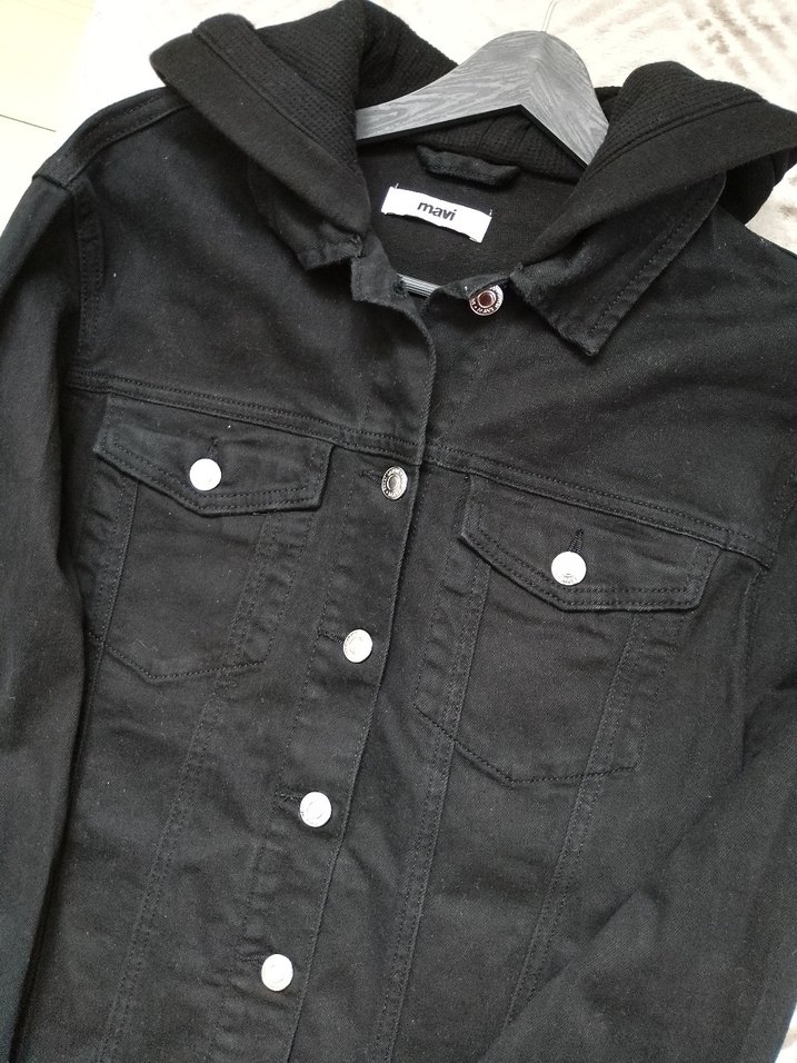 Siyah Düğmeli Kadın Denim Ceket - Görsel 3