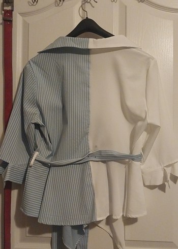 Drapeli, Askılı, Keten Kadın Gömlek - Görsel 2