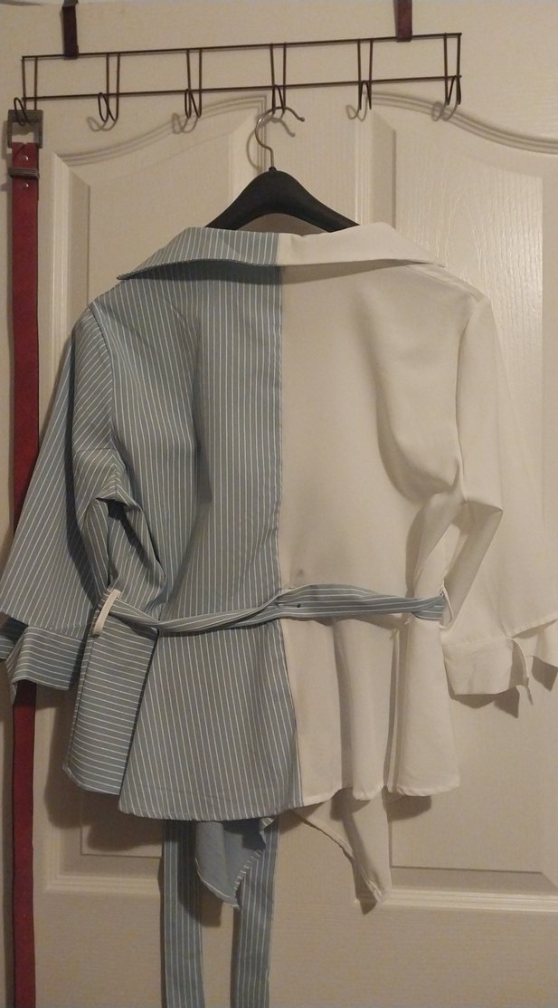 Drapeli, Askılı, Keten Kadın Gömlek - Görsel 2