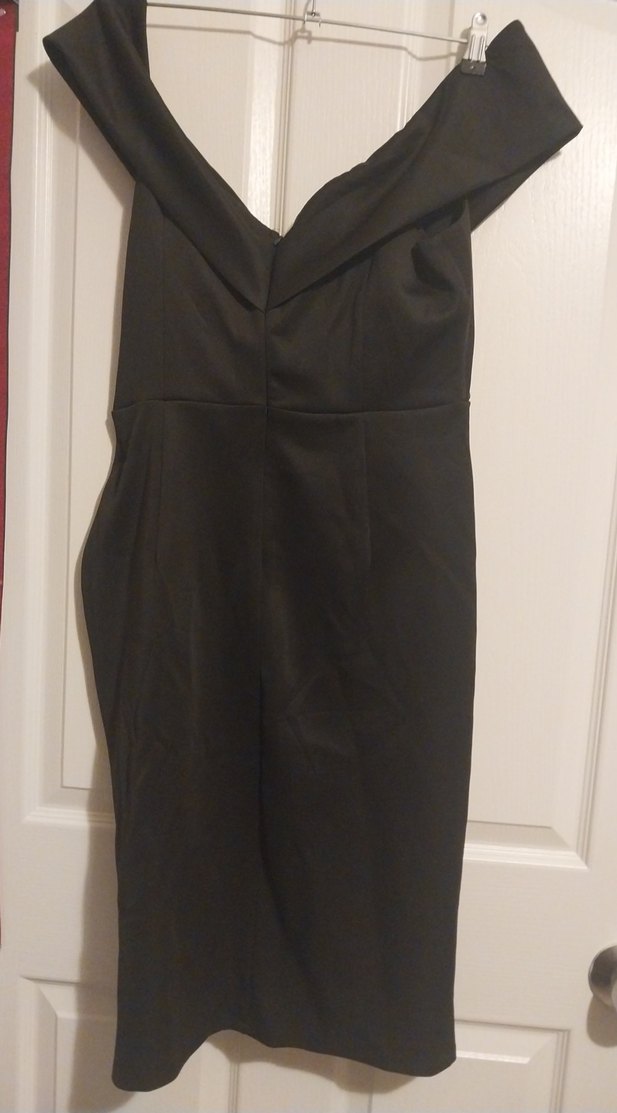 Siyah Drapeli Midi Straplez Kadın Elbise - Görsel 2