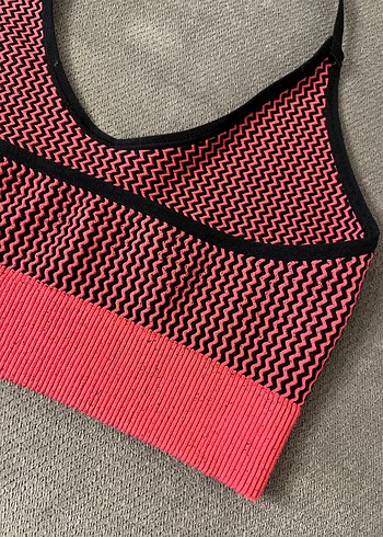 diğer Beden pembe Renk Pembe Örgü İnce Askılı Crop Top