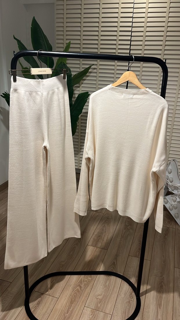 Pamuklu Beyaz Salaş Kadın takım - Görsel 4