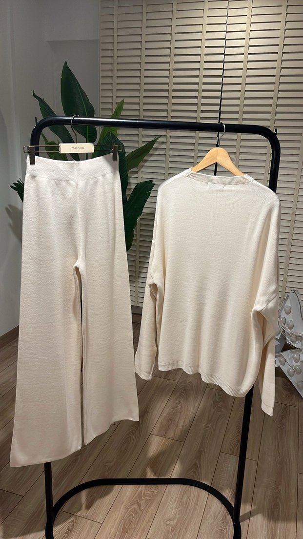 Pamuklu Beyaz Salaş Kadın takım - Görsel 5