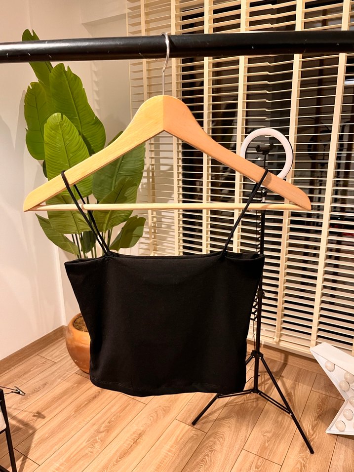 Siyah Mini Straplez İnce Askılı Atlet - Görsel 4