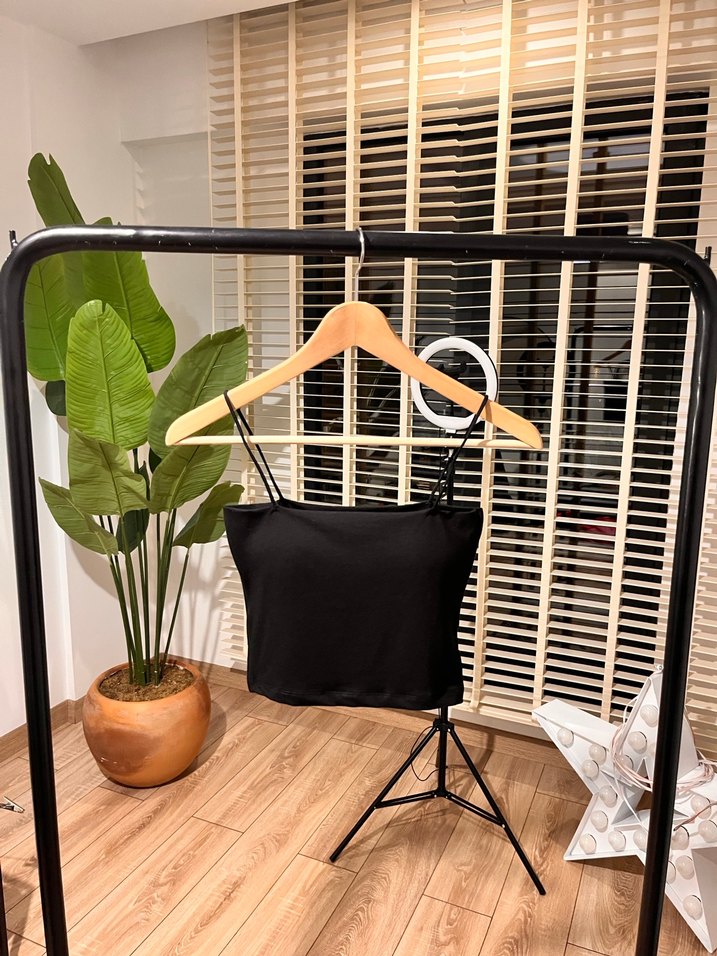 Siyah Mini Straplez İnce Askılı Atlet - Görsel 2