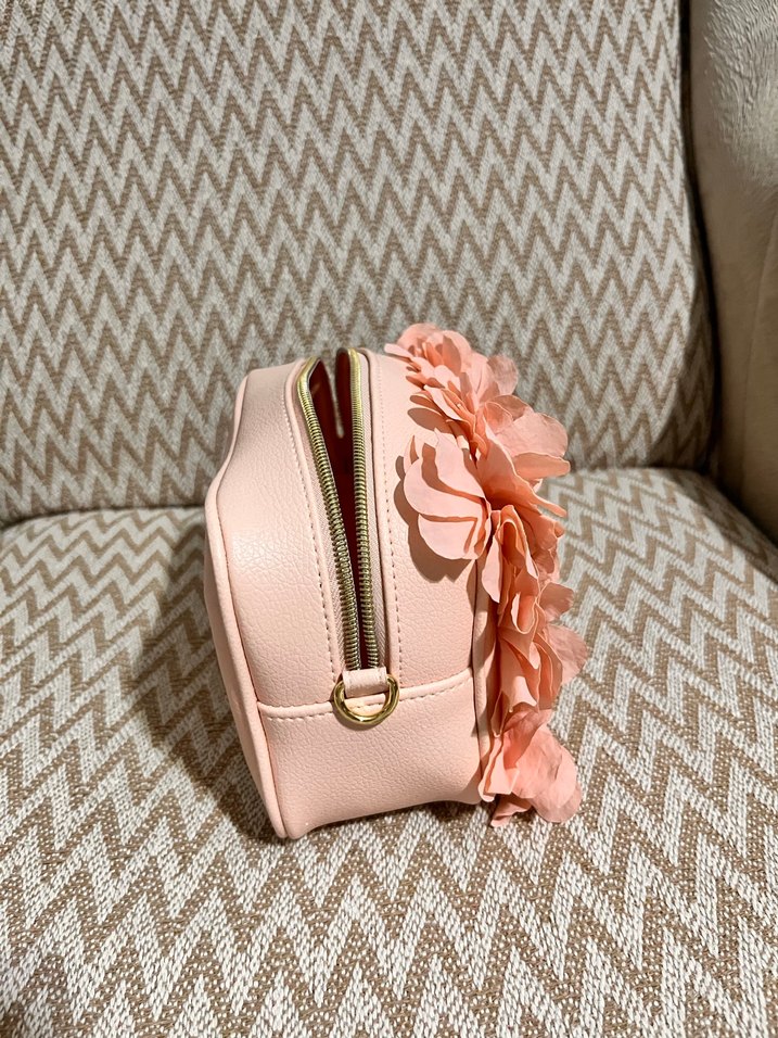Pembe Çiçekli Fırfırlı Kadın Portföy Çanta - Görsel 5