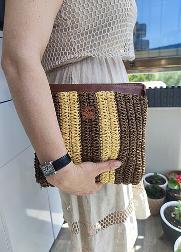 Örgü Hasır Clutch El Çantası