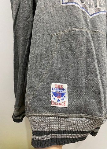 Gri Kapüşonlu Baskılı Erkek Sweatshirt - Görsel 3