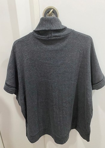 Zara Gri Kısa Kollu Boğazlı Triko Kazak - Görsel 4