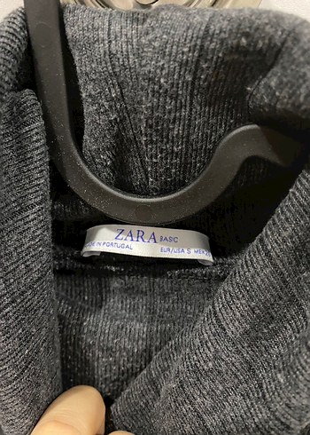 Zara Gri Kısa Kollu Boğazlı Triko Kazak - Görsel 3