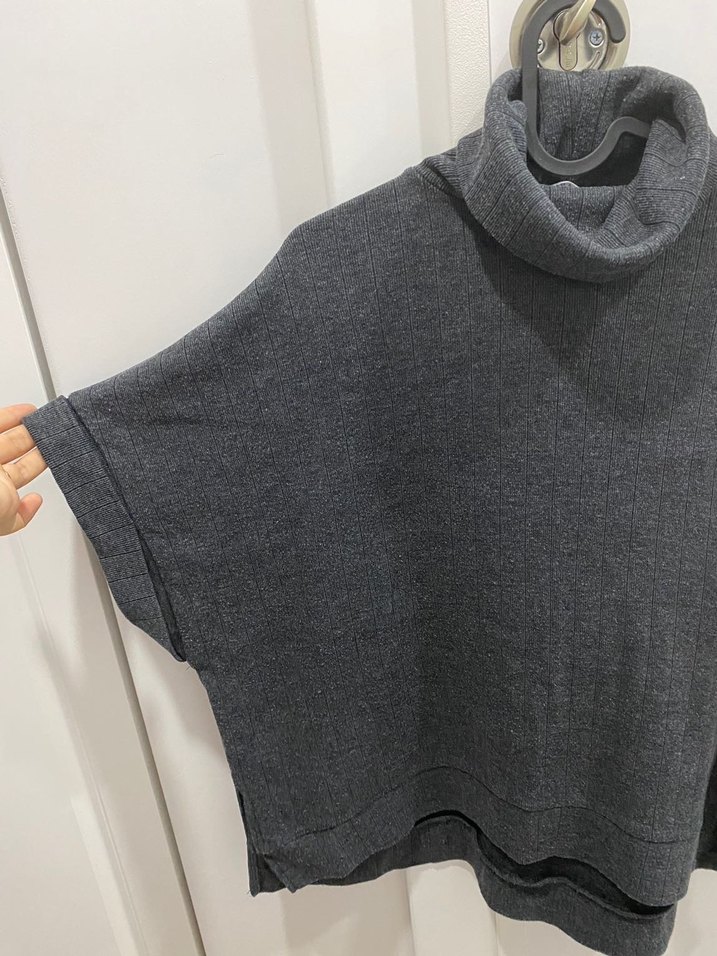 Zara Gri Kısa Kollu Boğazlı Triko Kazak - Görsel 2