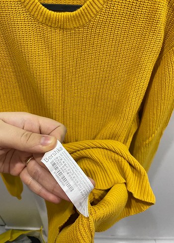 Bershka Sarı Örgü Erkek Kazak - Görsel 4