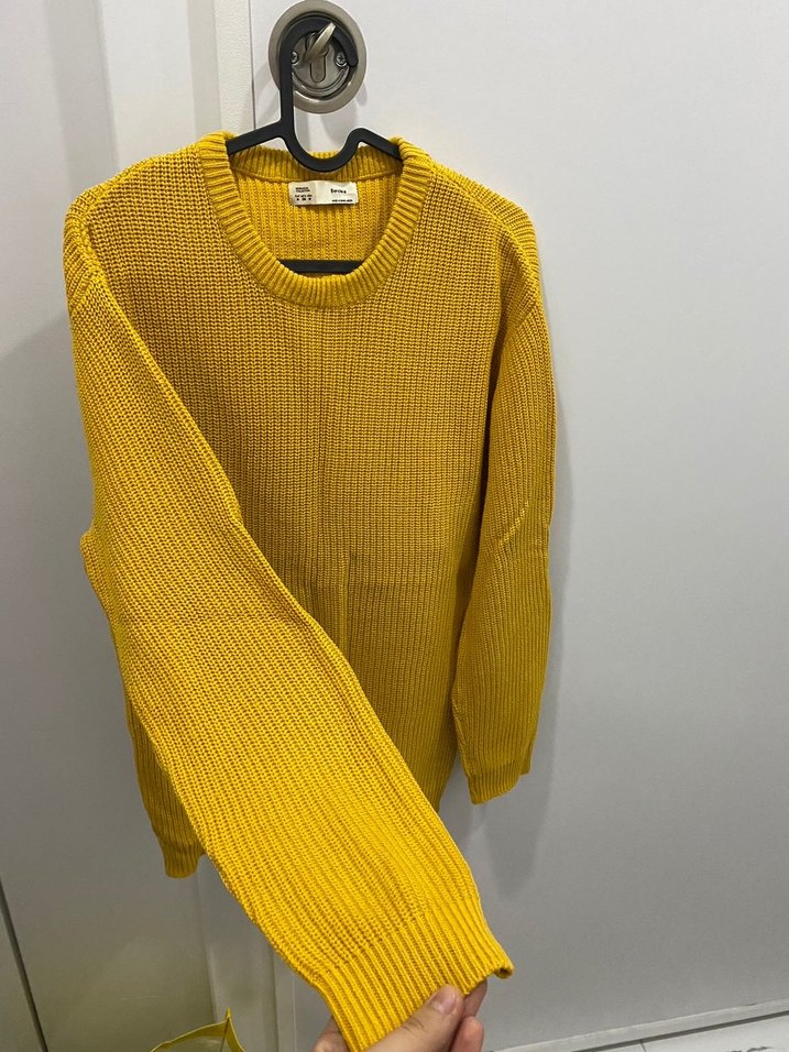 Bershka Sarı Örgü Erkek Kazak - Görsel 2