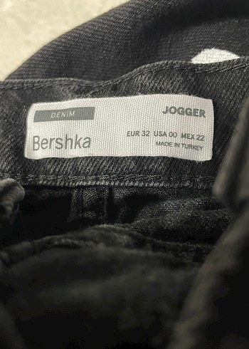 xs Beden Siyah Baskılı Gevşek Kesim Denim Pantolon