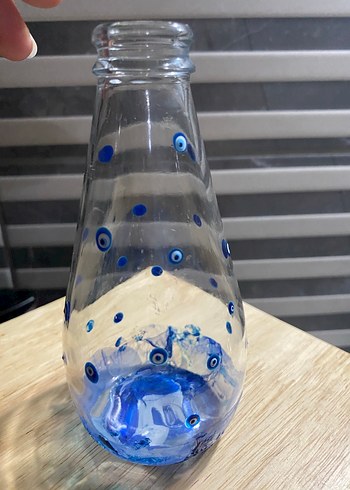 Mavi Nazar Boncuklu Cam Vazo - Görsel 2