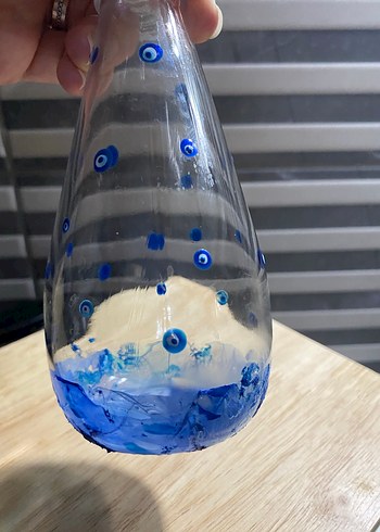 Mavi Nazar Boncuklu Cam Vazo - Görsel 3